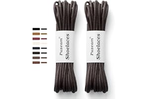 Puzeam 2 Paires de Lacets Ronds Cirés de 3mm Fins pour Homme - Lacet en Cuir pour Chaussures de Ville, Chaussures Habillées et Bottines