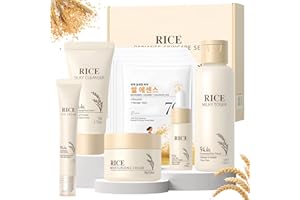 ‎MIIOTO Reis Korean Skincare Set, Gesichtspflege Set Damen, Skincare Set Korea mit Cleanser, Face Mask, Rice Toner, Face Cream, Eye Cream, Serum Gesicht, 9 Stück