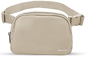 Bomvabe Fanny Pack for Women Teens Girls, 1L Everywhere Belt Bag with Adjustable Strap 32"to 51", Small Bum Bag Beige for Ladies with Multi Pockets, Crossbody Bag Lightweight for Travel Sport Running