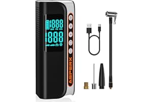 AsperX Tyre Inflator Air Compressor, 2X FASTER 160PSI Portable Cordless Electric Bike Pump Auto-Off, 7500mAh Rechargeable Car Tyre Pump with Digital Tyre Pressure Gauge for Car, Bike, Motorcycle, Ball