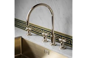 funlife 10M Blue Gold Greek Key Pattern Wallpaper Border Peel and Stick, Vintage Decorative Wall Borders Trim Molding Peel and Stick Bedroom Living Room Home Decor, PVC Greca