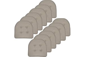 Sweet Home Collection Cojín de Espuma viscoelástica para Silla, con capitoné, Parte Trasera de Goma Antideslizante, en Forma de U, 17 x 16 Pulgadas, 12 Unidades (Paquete de 1), Caqui 18