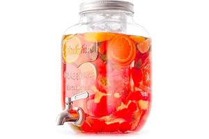 Avilia Dispensador de bebidas para fiestas, dispensador de jabón líquido con grifo, fuente de vidrio para bebidas con capacidad de 4 litros