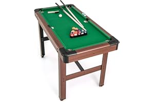 ‎HOMASIS HOMASIS Mini Billardtisch, Billiard Tisch mit 2 Queues 2 Kreiden 16 Bällen Dreieck & Bürste, Tischbillard für Bar & Party, Pool-Billardtische Billard-Spiel für Kinder & Erwachsene, 122x61x76cm