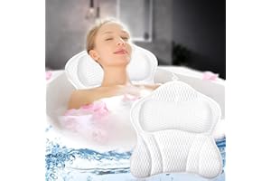 NINGESHOP Oreiller de Bain, Coussin Baignoire avec 6 Ventouses Antidérapant, Oreiller de Baignoire Ergonomique, Coussin de Bain, Coussin de Nuque, Baignoire de Oreiller, pour Tous Types de Baignoire