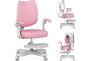 ‎MARK ADLER MARK ADLER Junior 4.6 | Ergonomischer Kinderstuhl Schreibtischstuhl Drehstuhl | Höhenverstellbar | Rückenlehne verstellbar | 360° Drehung | Armlehnen klappbar | Schwerkraftrollen | Fußstütze | Rosa