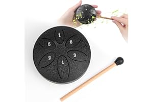 VAIAV Tongue Drum 6 Pouces 11 Tons Steel Handpan Tambour a Langue Mini Tambour Handpan avec Maillets Pour la Méditation,Yoga