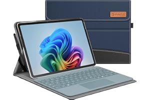 FINTIE Custodia per Microsoft Surface Pro 12 Pollici 1a Edition (2025), [Multi-angli] Portfolio Business Cover con Tasca e Portapenne, Compatibile con Tastiera Type Cover, Indigo/Nero
