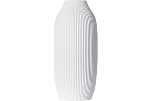 ‎3D VASE 3D Vase Dekovase Stella XL 38cm Bodenvase Weiß Deko Vase Pampasgras Trockenblumen