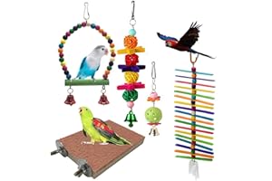 BrilliantDay 5 Pezzi Giocattoli Pappagallo di Uccelli, Giocattoli per Masticare a Pappagallo Colorato Altalena Appesa Giocattoli Gabbia per pappagalli Grandi, Uccelli, Piccoli pappagalli, fringuelli