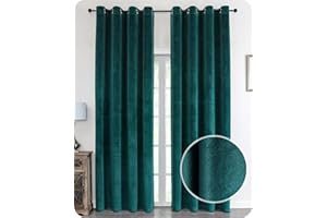 BEAUTEX Samt Vorhang Ösen Verdunkelung Gardine Velvet Blickdicht, 140x245 cm (Breite 140 cm, Höhe 245 cm, Petrol)