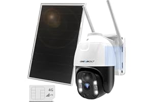 GENBOLT 4G LTE Solar Security Camera Outdoor Wireless, 2K 8W 15600mAh Battery Operated Surveillance Camera No WiFi, Floodlight PTZ IP Camera System with SIM Card, PIR Siren Alarm Humanoid Detection