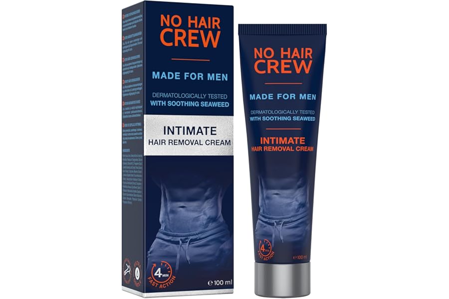 NO HAIR CREW Intimate Hair Removal Cream for Men – Extra Gentle, Fast & Painless Depilation for Groin, Scrotum, Buttocks & Pubic Area – 100 ml
