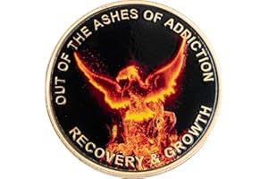 RECOVERYCHIP Out of The Ashes of Addiction Color Phoenix Rising from Flames Sobriety Medallion Bronze