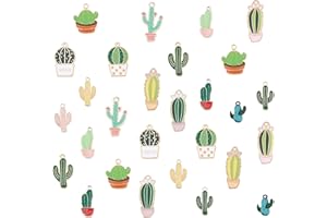 PH PandaHall 14 Styles Cactus Charms 28pcs Plant Pendenti Charms Pendenti In Lega di Smalto Oro Chiaro Perline Del Deserto Estivo per Collana Bracciale Orecchini Creazione di Gioielli Fai Da Te