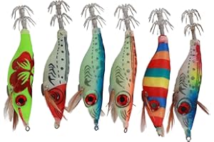 Pwshymi Cebo de camarón Señuelos de Pesca Luminosos Anzuelo de Calamar Señuelo de Pesca Cebo de Madera Artificial Fishinghook