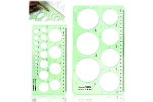 YZMRBDQC 2 plantillas circulares para dibujar, plantilla de quilling verde, regla circular para ayuda de dibujo, plantilla de quilling de 1 mm a 70 mm, juego de dibujo para aprender, diseñar, oficina