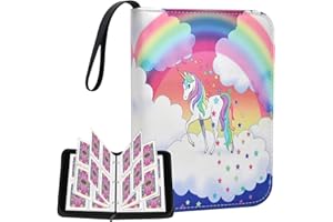 Hukermoon Sammelalbum Karten Einhorn Sammelkarten Album, Card Collection Album mit 50 Seiten, 400 Fächern, Sammelmappe Karten Sammelheft, Sammelbuch Sammelkartenalben Geschenk für Kinder (A)