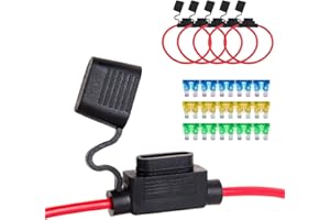 SCOOYUCK 5 Pcs 14 AWG Porte Fusible 12V Etanche, Standard Moyen ATC/ATO Porte Fusible Voiture, Equipe de Fusibles (5×20A, 5×15A, 5×10A) Pour les Voitures, les Camions, les Caravanes, les Bateaux, etc.