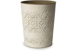 HOMION 9 Litre Flora Waste Container Basket Storage Bin for Office Room Bathroom Usage Small Paper Waste Bin Sack Lightweight Round Bin for Kitchen Home Office Toilet (Cream)