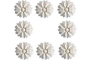 Hezhou Holz Ornament Holzornamente für Möbel Vintage Deko Geschnitztes Holz Skulptur Applique Onlay Lange Geschnitzte Holzschnitzerei Applikation Unbemalte für Möbel (M)