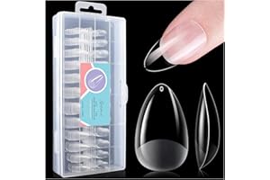 Gelike ec Unghie Finte Corte in Gel, Tip Unghie Trasparenti Full Cover Tips Gel (Mandorla Corta) 240pz 12 Taglie, Copertura Completa, per Saloni di Manicure Professionale, Principiante, Resina