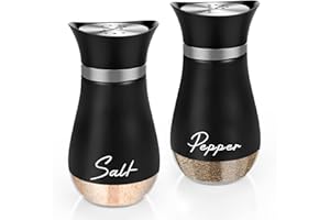 Dorblely Salière et Poivrière Set, 120ml Acier Inoxydable Poivriere, Saliere en Verre, Pots à épices, pour La Maison ou La Cuisine, Épices, Restaurant - Noir