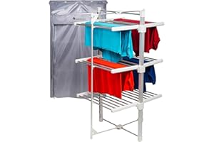 Homefront Heated Clothes Airer – EcoDry Electric 3-Tier Folding Indoor Dryer Rack with Free Zip-Up Cover, Energy-Efficient Heated Laundry Rack Horse, 330W