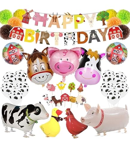 30 Pièces Décorations Tourbillon Suspendues Animaux De La Ferme - Décor Plafond Anniversaire Grange Bébé