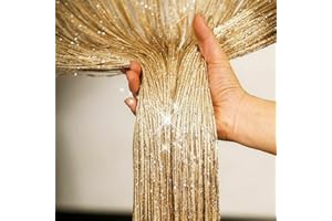 AOTUO0608 2 Pack Home Decor Sequin Curtain for Doorway,Door String Curtains,Closet Bedroom Blind Living Room Divider,Window Wall Panel Fringe Backdrops Sheer no Beads Beaded Decorative Crystal (Gold)