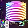 Lucienstar Neon Rope Lights - 15M Flexible Led Rope Lights Control with Remote/APP, IP67 Waterproof RGB neon Strip Lights,Music Sync,Multiple Modes,led Rope Lights for Bedroom Outdoors Decor