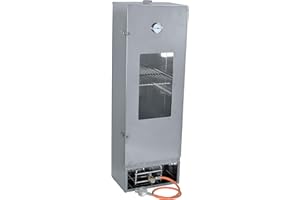 NISCHENMARKT Massiver, genieteter 1,2 m hoher Premium Räucherofen in Edelstahl, Fertigung in Deutschland | mit viel Zubehör (mit Gasbrenner 2,5 kw)