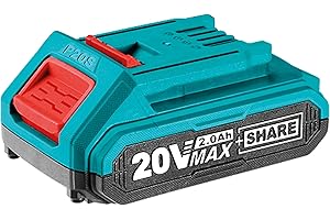TOTAL - Batería de Litio P20S | 20 V y 2 Ah | Con Indicador de Nivel de Carga | Repuesto Compatible con Todas las Herramientas TOTAL TOOLS a Batería de la Gama P20S