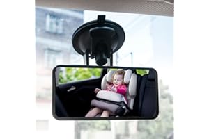 TAZZOR Auto Rückspiegel mit Starker Saugnapf, Universal Innenspiegel 360° Weitwinkelverstellbar Baby-Sichtspiegel im Auto für Auto, SUV, CRV, Vans, Trucks (12x6cm)