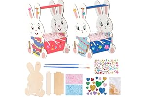 SUNYOK 5 Stück Ostern Korb Bastelset Hase Holz Osternest Kinder Osternester Basteln Osterkörbe zum Befüllen Kaninchen Bastelset mit Füllmaterial Pinsel Osterkörbchen für Kinder DIY Osterei