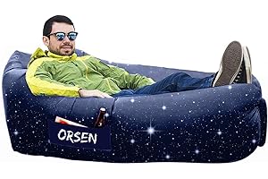 Orsen Sofa Hinchable Inflable Sillon Hinchable Impermeable Sofa Jardin Tumbonas Jardin Exterior Saco De Aire Con Bolsa De Transporte y CojíN Integrado Para Interior o Exterior, Viajes, Camping, Fiestas, Mar o Playa