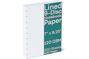 SORT OUT MY LIFE Discbound Lined 120 GSM Refill Paper, 200 Sheets (400 Pages), 9 Disc Pre-Punched Happy Planner Inserts, Loose Leaf, White, 7 inch x 9.25 Inch