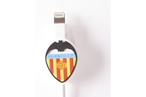 FRIENDLY LICENSE Valencia Club de Fútbol - Protector de Cables con la Forma del Escudo - Ayuda a Identificar tu Cargador de Manera Sencilla - Elaborado en Goma Resistente - Producto Oficial del Equipo