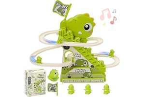 Maycoly Dinosaurier Rennbahn Spielzeug,Doppelschleifenbahn Rutsche Kaninchen Achterbahn Spielzeug mit Licht und Musik,Kletterspielzeug Lernspielzeug für Jungen und Mädchen ab 3 Jahren