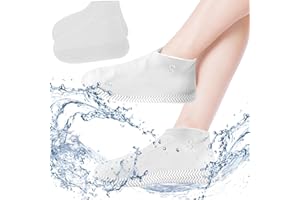 XIMEY 1 Par de Funda de Silicona para Zapatos, Cubre Zapatos Impermeable Lluvia, Funda Impermeable Zapatos, Cubre Zapatos Impermeable para Adultos y Niños, Reutilizables, Lavable, S- Blanco