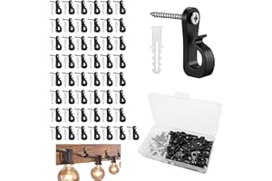 Weniubit Lot de 50 mini crochets à visser Fairy Light pour éclairage de Noël d'extérieur - Crochets Q-Hanger pour suspendre la guirlande lumineuse LED et la décoration de fête de Noël - Noir