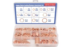 XTVTX 300 pezzi Rondella in rame Kit assortimento Guarnizione paraolio in rame da Guarnizione Rondelle Piatte M5-M20