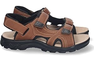 shoes&blues.es Sandalia Plana de Hombre, Comoda, Abierta, con Planta de Piel, y Cierres de Cierre autoadherente, Primavera Verano 2023