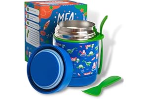 MFA MARFRAND Marfrand - Thermos per neonati bambini per alimenti caldi, bibite, solidi e liquidi, Contenitore per il pranzo, Acciaio inossidabile isolato 350 ml. Dinosauro