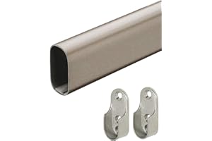 Gedotec Asta appendiabiti in metallo, 1500 mm, tubo per mobili con supporto ovale, tubo per armadio grigio titanio, 1 pezzo, asta appendiabiti da parete con fissaggio per aste