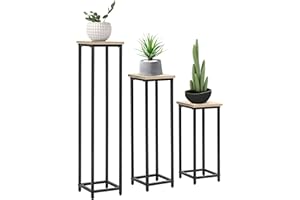 Outsunny Lot de 3 sellette porte-plantes carrées empilables - 21 x 21 x 50/70/90 cm - acier