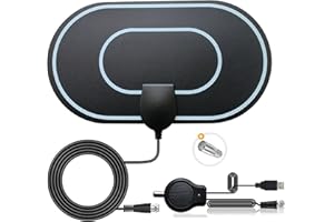 AQSQWQ Antenne TV Intérieur Puissante TNT HD, Antenne HDTV 4K 1080P avec Amplificateur Smart Signal Booster - pour Antenne TNT DVB-T/DTMB - 5m de Câble Coaxial, HC09