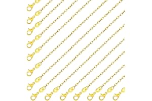 DEVENIRRICHE 26 Pack Gold Necklace Chains for Jewellery Making, Bulk Gold Plated Cable Chain Snake Link Cable Jewelry Chain DIY Chains for Men Women Necklace Bracelet DIY Jewellery Making Repair (18Inches 1.6mm)