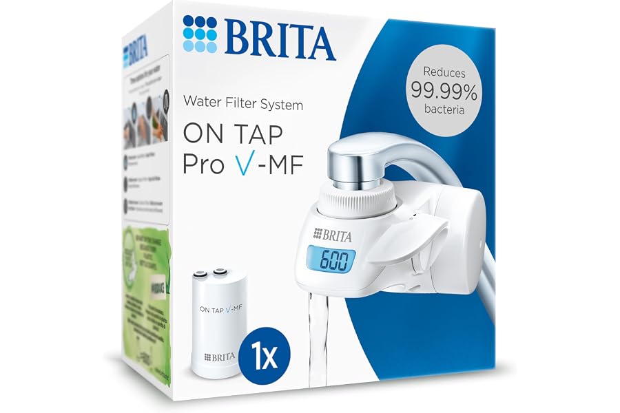 BRITA Sistema de filtrado de agua ON TAP Pro V-MF incl. 1x cartucho filtrante (600L) - para un 99,99% de agua libre de bacter