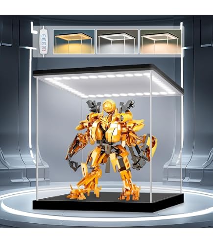 Kunststoffvitrine, Vitrine empilable en acrylique avec lumière LED froide, porte d'entrée, multicolore, plusieurs tailles(Black Base,30x30x30cm